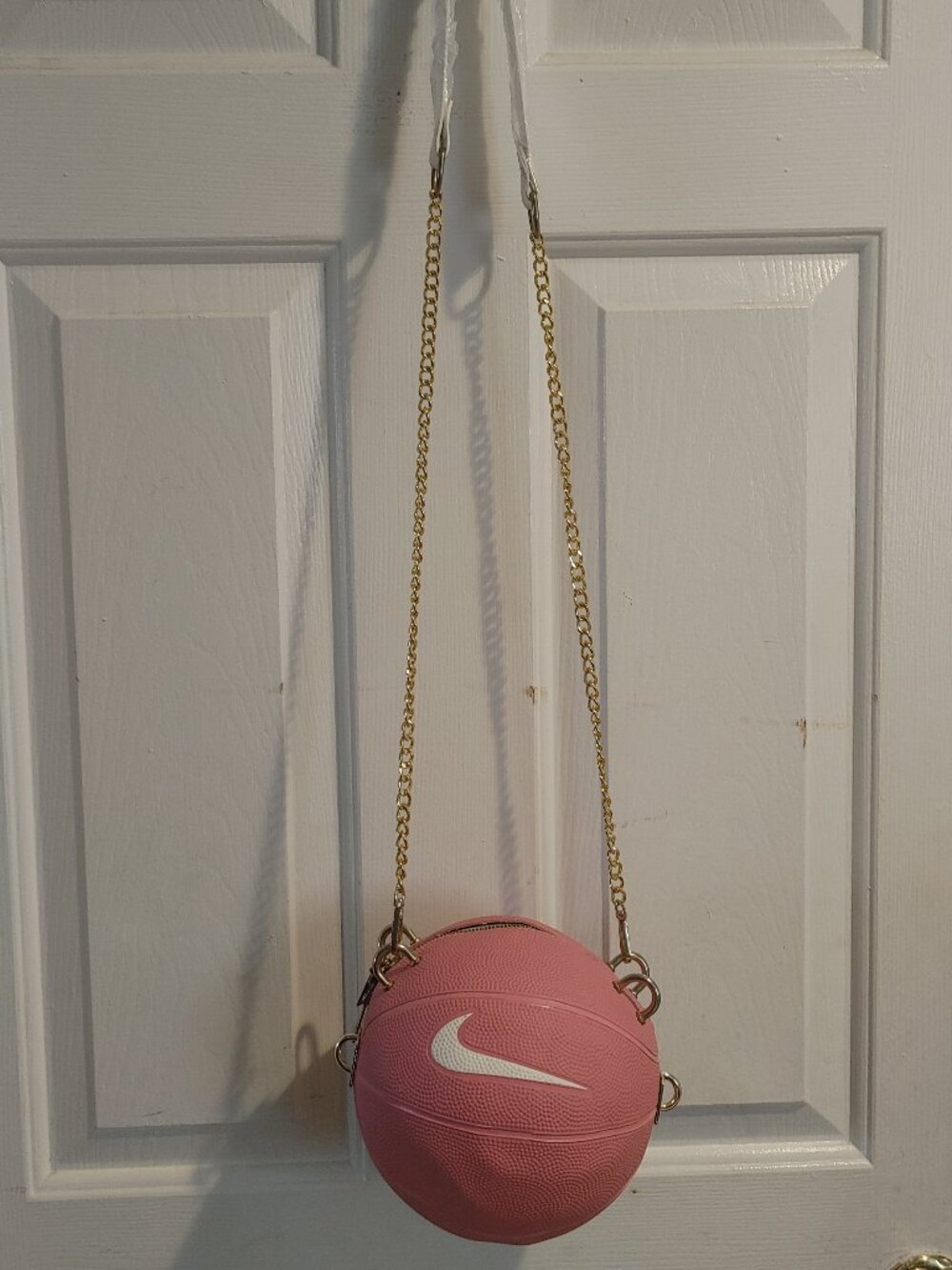 Nike Pink Mini Basketball Bag Tote Gold Hardware and Chain with White Straps